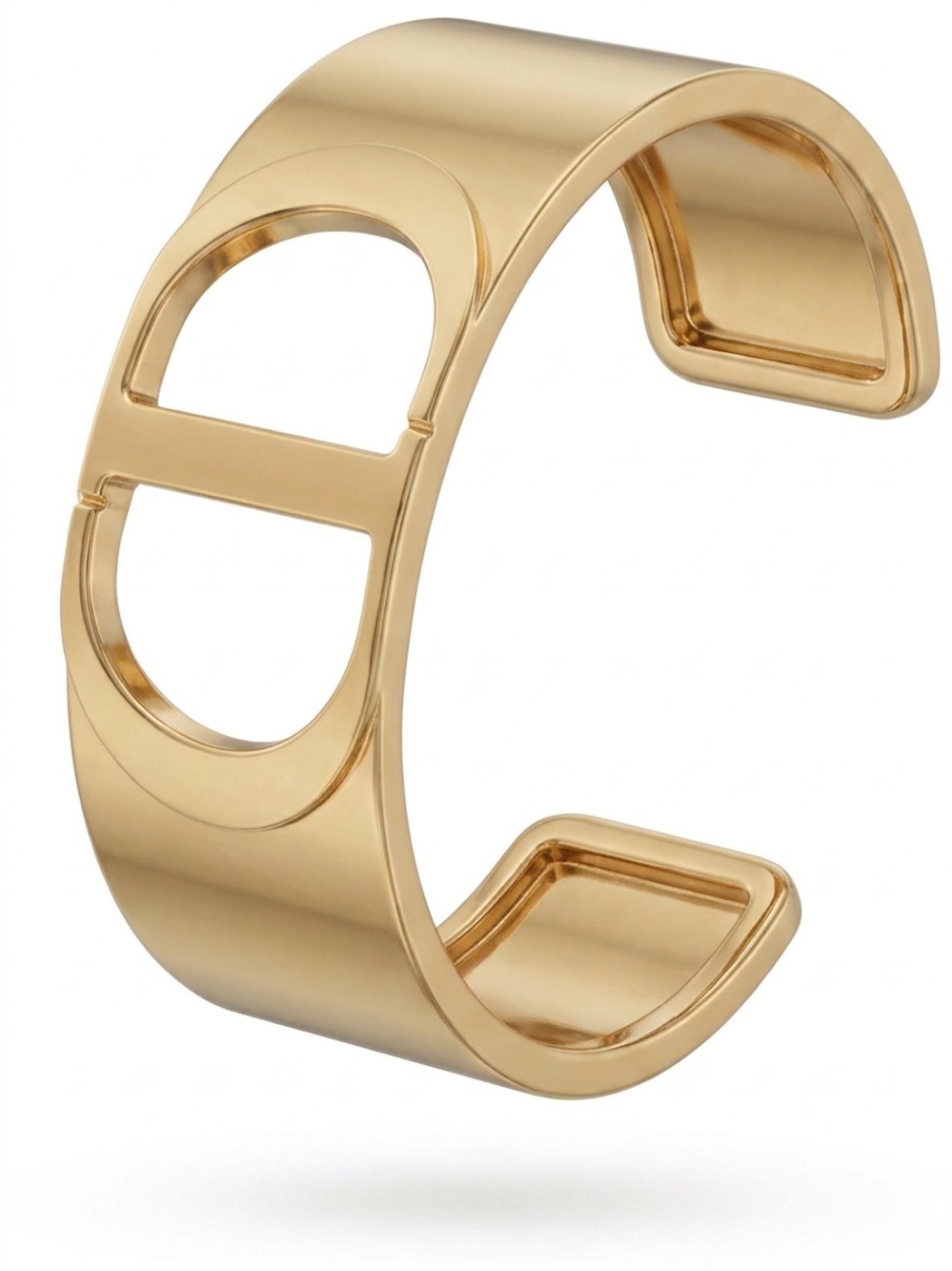 C/Dior- Gold Tone Cuff Bracelet with Cutout Double D Design-fashion jewelry